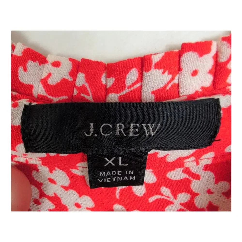 J.Crew red and white floral shirt dress Size XL Boho Dainty Cottagecore Ditzy